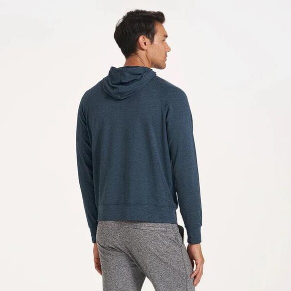 VUORI Men's Ponto Performance Half Zip Hoodie Size S In Indigo Heather - Picture 2 of 9